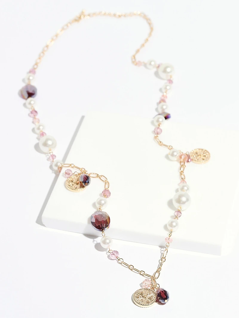 Gold/Pearl/Soft Pink Charm Necklace