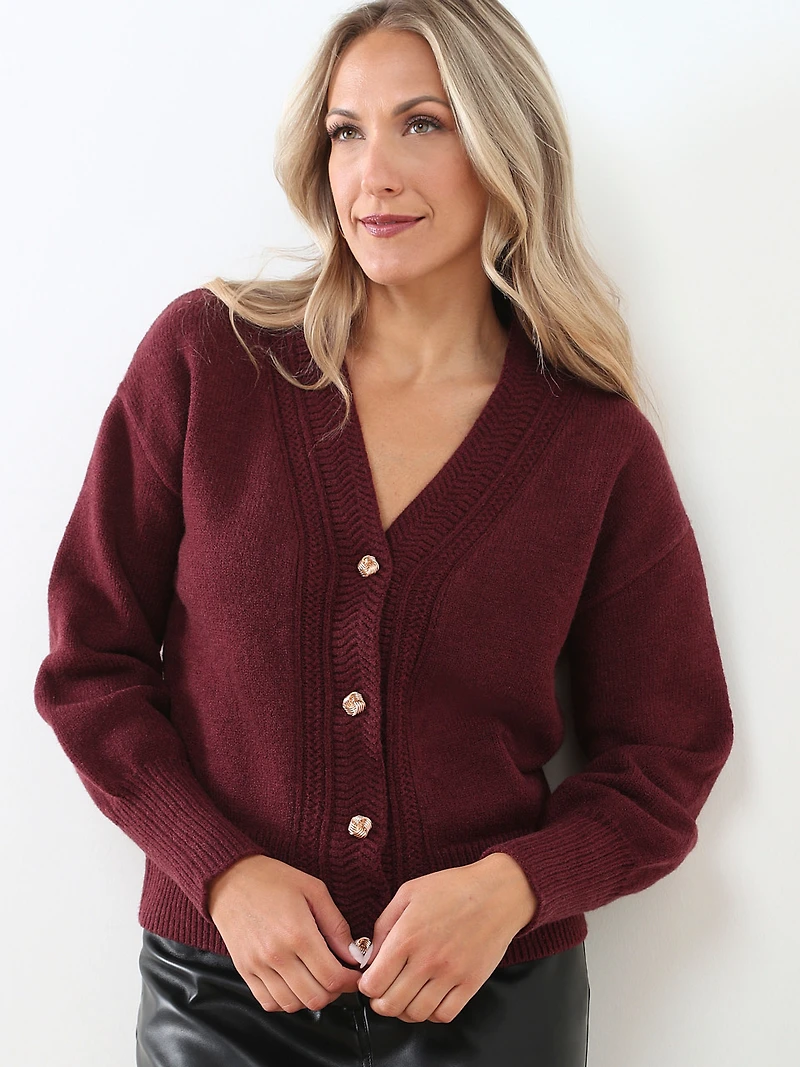 Knit Cardigan with Brass Buttons