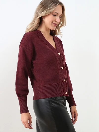 Knit Cardigan with Brass Buttons