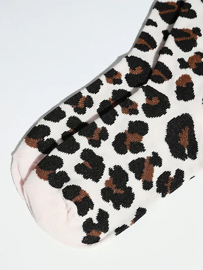 Leopard Print Crew Socks