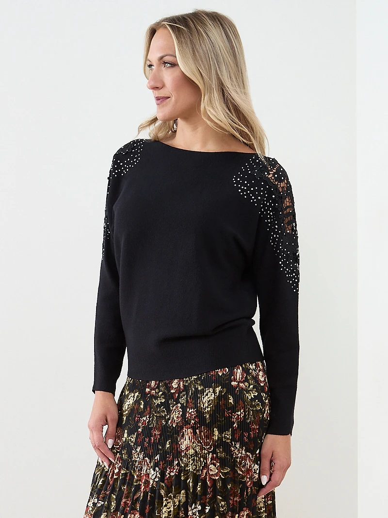 Long Shimmery Dolman Sleeve Sweater