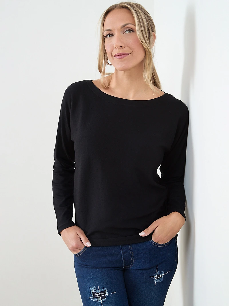 Long Sleeve Boatneck Pullover Sweater