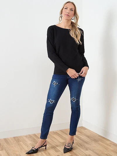 Long Sleeve Boatneck Pullover Sweater