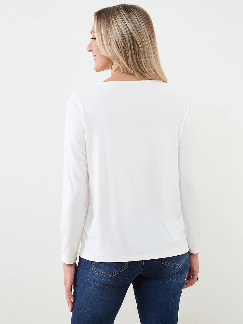 Long Sleeve Neck Cut Out Top