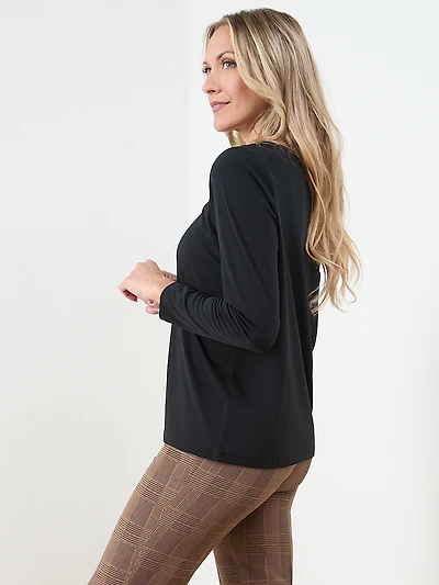 Long Sleeve Neck Cut-Out Top