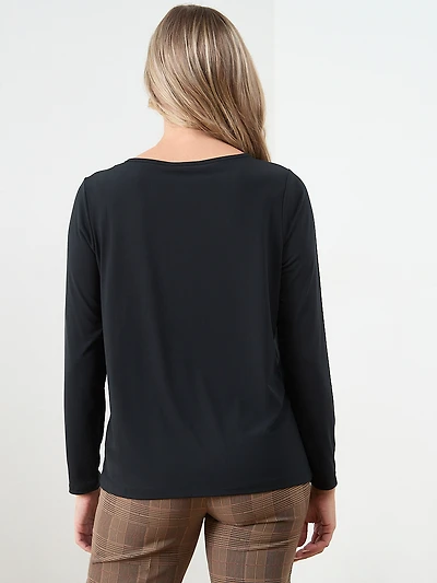 Long Sleeve Neck Cut-Out Top