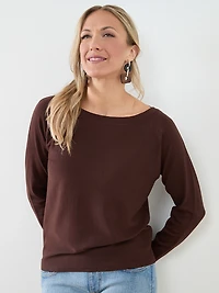 Long Sleeved Boatneck Pullover Sweater