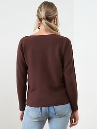 Long Sleeved Boatneck Pullover Sweater
