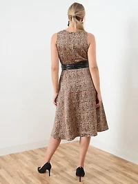 Mid-Length Fit & Flare Dress w/ Belt