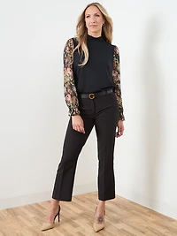 Mock Neck Mixed Media Top