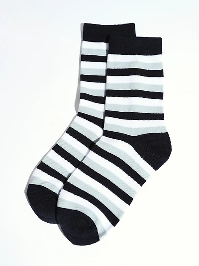 Navy/Cornflower/White Stripe Crew Socks