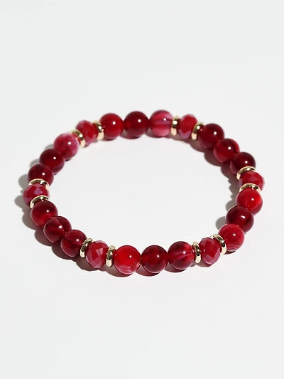 Dark Cherry Bead Stretch Bracelet