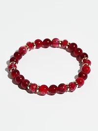 Dark Cherry Bead Stretch Bracelet