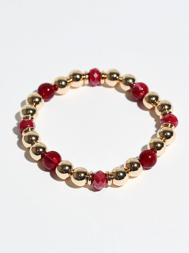 Dark Cherry Bead Stretch Bracelet