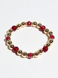 Dark Cherry Bead Stretch Bracelet