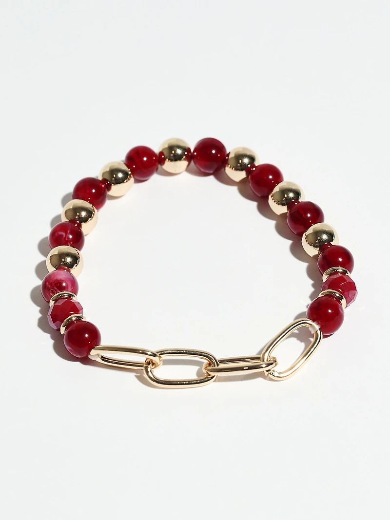 Dark Cherry Bead Stretch Bracelet