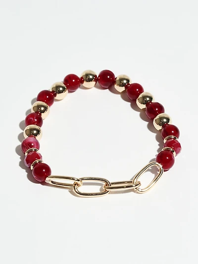 Dark Cherry Bead Stretch Bracelet