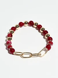 Dark Cherry Bead Stretch Bracelet