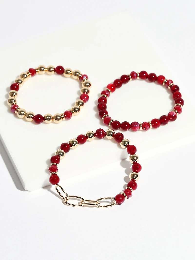 Dark Cherry Bead Stretch Bracelet