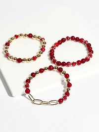 Dark Cherry Bead Stretch Bracelet
