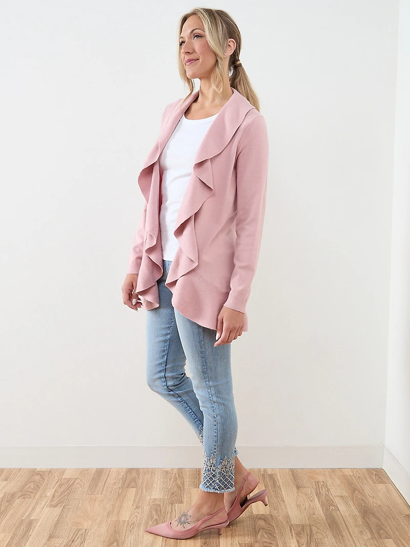 Open-Front Waterfall Cardigan