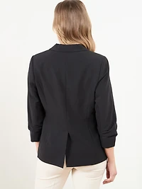 Petite 3/4 Sleeve Ruched Sleeve Blazer