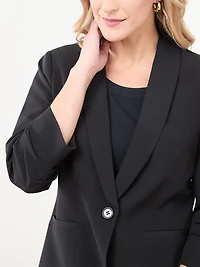 Petite 3/4 Sleeve Ruched Sleeve Blazer
