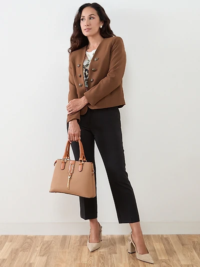 Petite Cap Sleeve Mixed Media Top