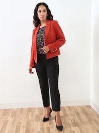 Petite Cap Sleeve Round Neck Mixed Media Top