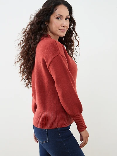 Petite Knit Cardigan with Brass Buttons