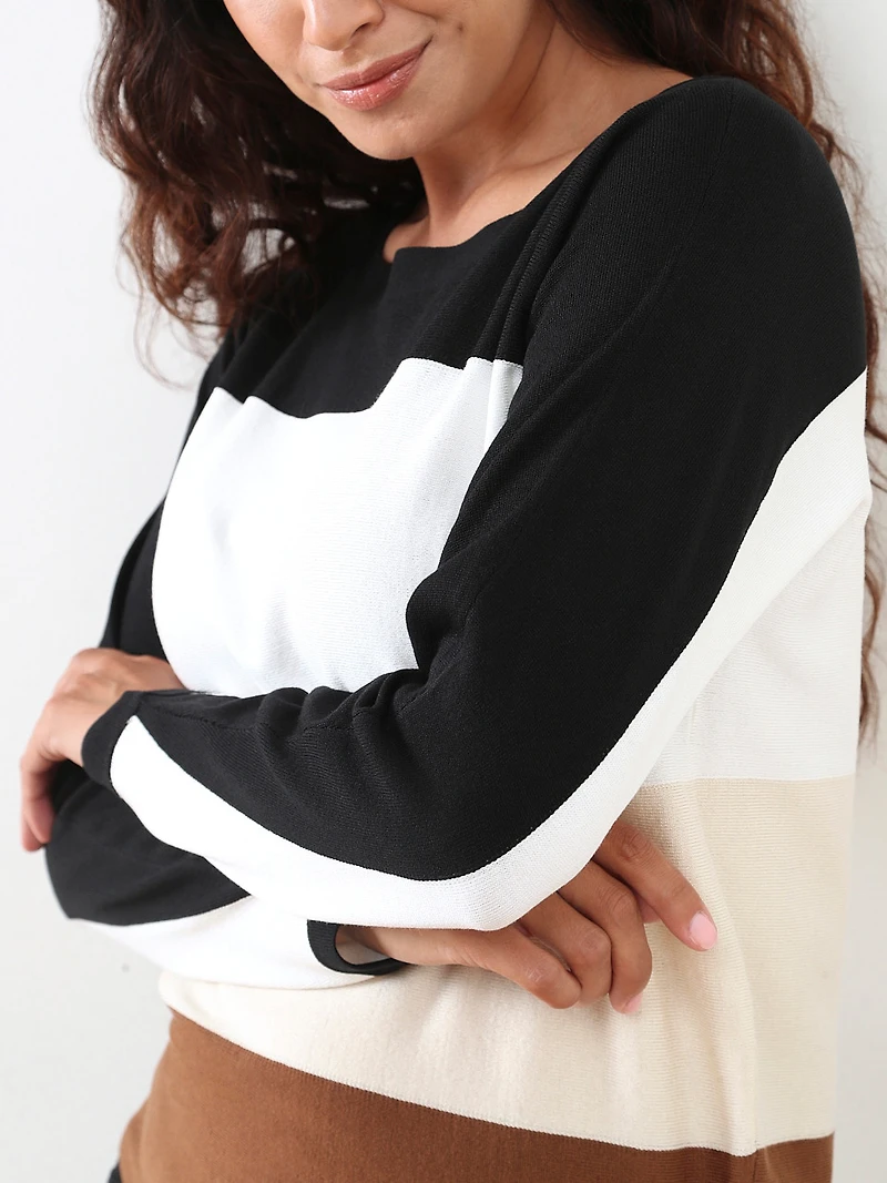 Petite Long Dolman Sleeve Knit Sweater