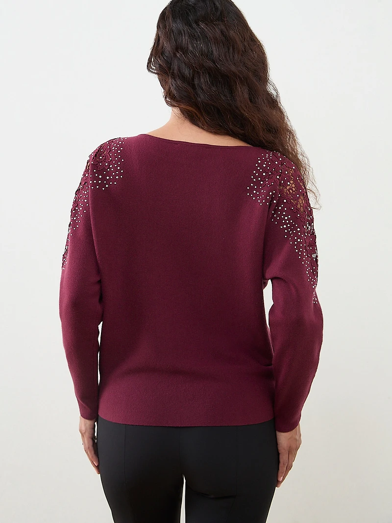 Petite Long Shimmering Dolman Sleeve Sweater