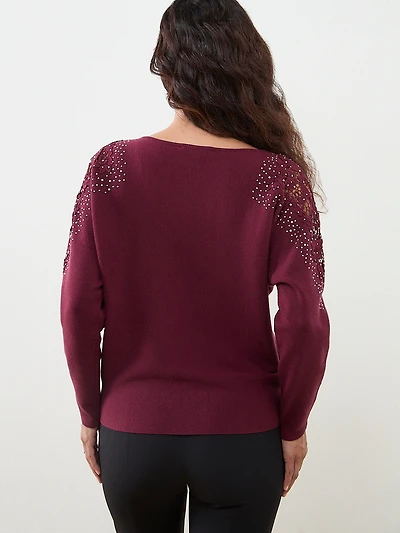 Petite Long Shimmering Dolman Sleeve Sweater