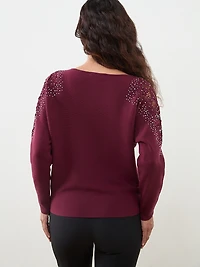 Petite Long Shimmering Dolman Sleeve Sweater