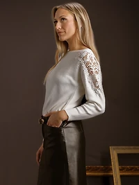 Petite Long Shimmery Dolman Sleeve Sweater
