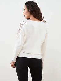 Petite Long Shimmery Dolman Sleeve Sweater