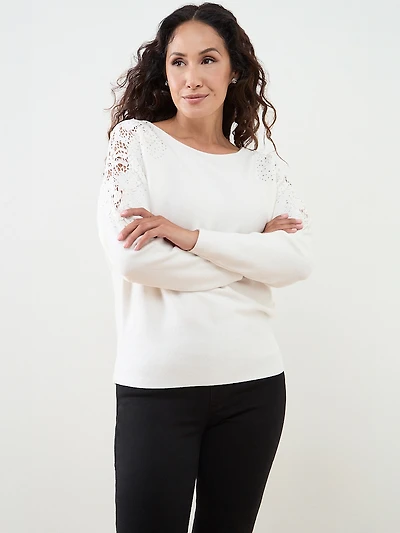 Petite Long Shimmery Dolman Sleeve Sweater