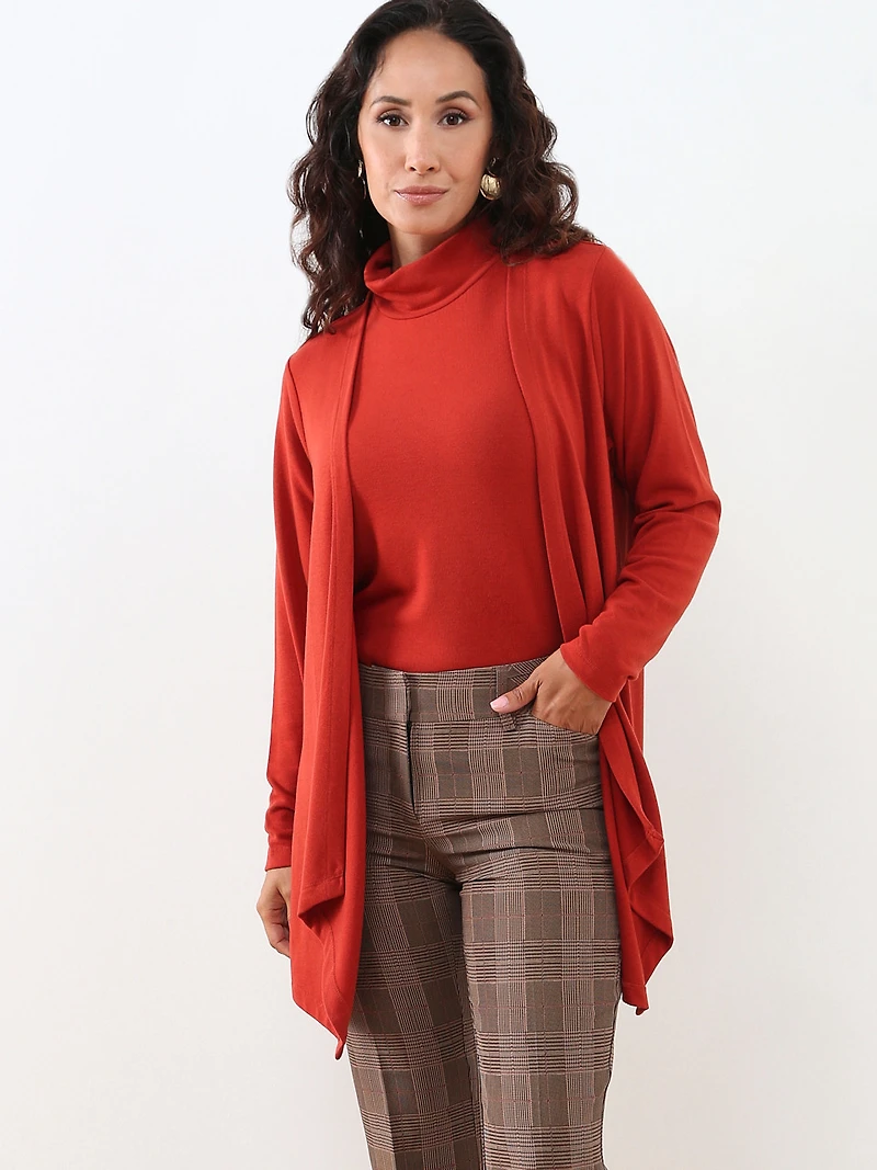 Petite Sleeveless Light Knit Turtle Neck Top in Pumpkin