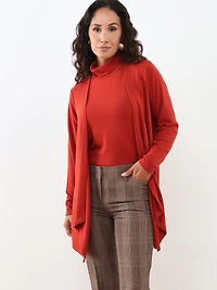 Petite Sleeveless Light Knit Turtle Neck Top in Pumpkin