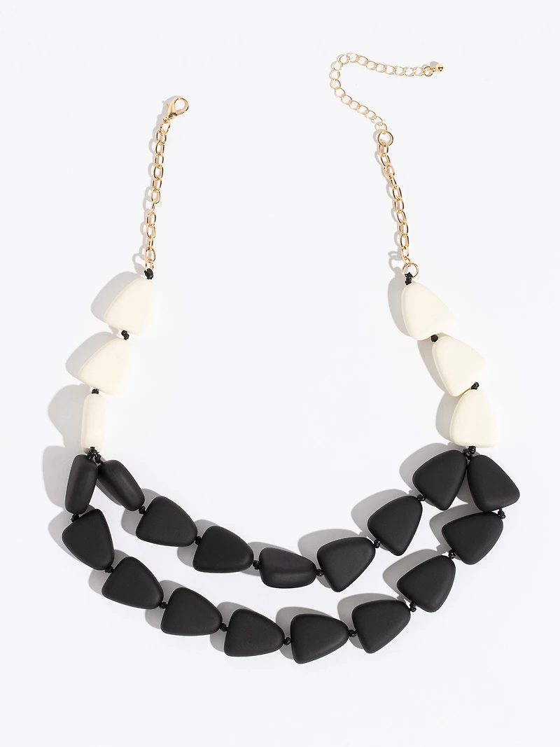 Short Black/Ivory Matte Beaded Necklace