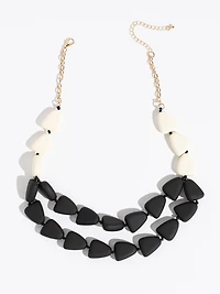 Short Black/Ivory Matte Beaded Necklace