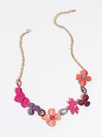 Short Multi-Floral Statement Necklace