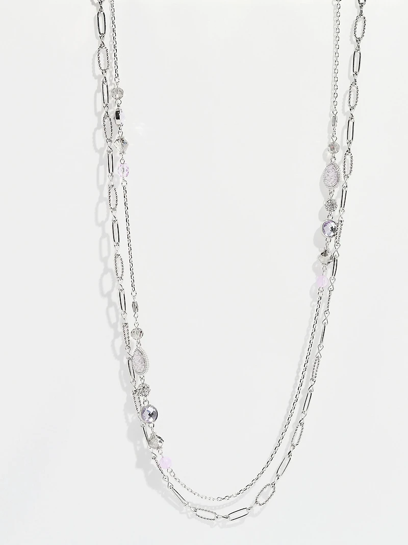 Silver Necklace with Lavender Beads