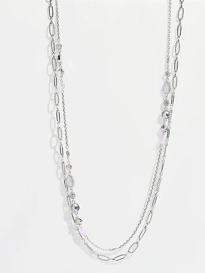 Silver Necklace with Lavender Beads