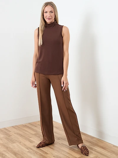 Sleeveless Light Knit Turtle Neck Top