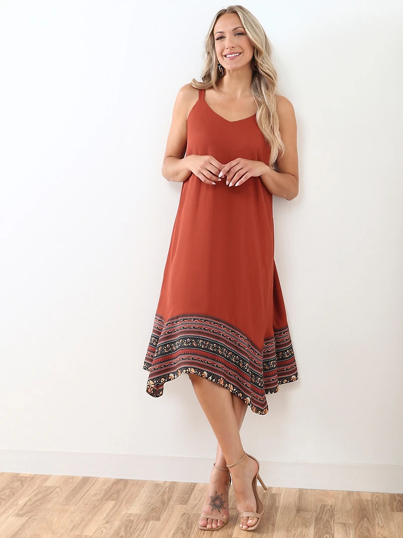 Sleeveless Shark Bite Midi Dress