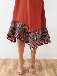 Sleeveless Shark Bite Midi Dress