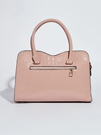 Soft Pink Croco Handbag with Bow