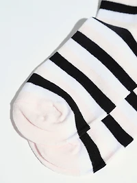Soft Pink/Black/White Stripe Crew Socks