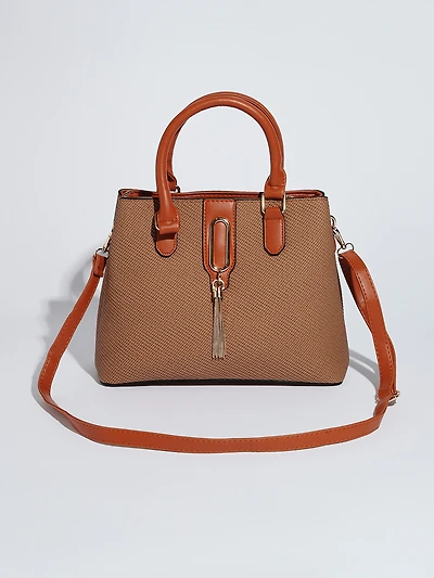 Textured Handbag in Tobacco